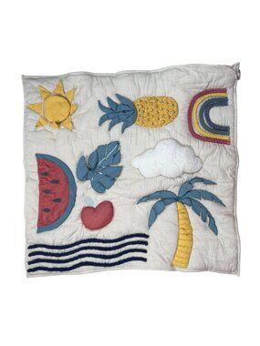 Crate and Barrel Modern Baby Activity Playmat Tummy Time Quilted Floor Mat Toys